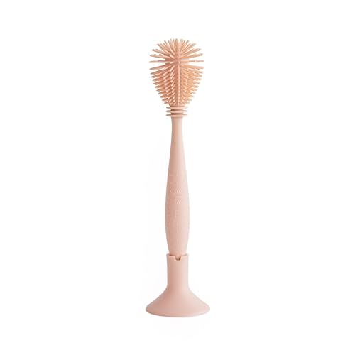 mushie Baby Bottle Brush | Soft Silicone with Suction Base (Blush) - color: Blush