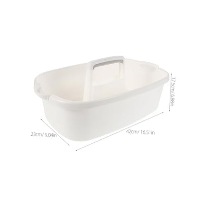 Mikinona Cleaning Tools Organizer Sturdy Plastic Bathroom Storage Basket with Handle for Home Hotel and Kitchen Versatile Cleaning Supply Tote for Efficient Organization