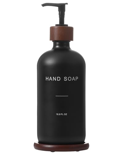 Black Soap Dispenser, Refillable Hand Soap Dispenser with Tray, Suitable for Bathroom Soap Dispenser, Soap Dispenser for Kitchen Sink, Modern Home Decor. (Black) - color: Black H*1