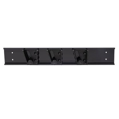 Restaurantware 17.7 Inch Snap-In Design Mop Holder, Black Plastic, 3 Customizable Slots, Screws Included