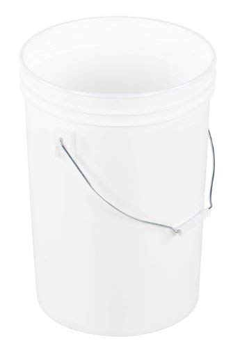 Vestil PAIL-6-PWS Plastic Open Head Pail with Steel Handle, 6 gallon Capacity, White - size: One Size