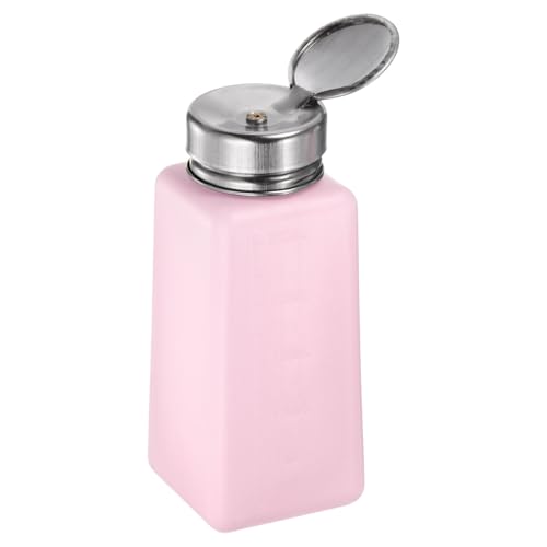HARFINGTON Solvent Alcohol Dispensers 250ml(8.5oz) Push Down Liquid Dispenser Pump Bottle with Sealing Stainless Steel Lid for Acetone Cleanser Polish Remover, Pink - color: Pink, size: 8.5 Ounces