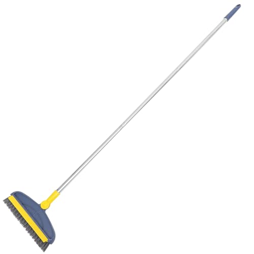SHERCHPRY Floor Scrubber Brush with Long Handle 126cm Stiff Bristle Grout Scrub Brush for Bathroom and Tile Floor Cleaning Blue and Yellow for Shower and Kitchen Use