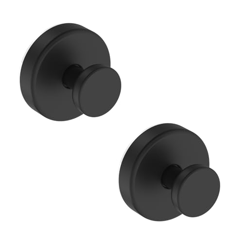 Bntuk Suction Cup Hooks for Shower, Removable Towel Hooks for Bathroom Window Glass Door Wall, Bath Robe Looafh Wreath Hook for Hanging - 2 Pack, Black - color: Black, size: 2 Pack