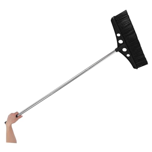 Wide Outdoor Broom Heavy Duty Stainless Steel Lawn Sweeper with Handle for Efficient Cleaning of Patios Decks Gardens and