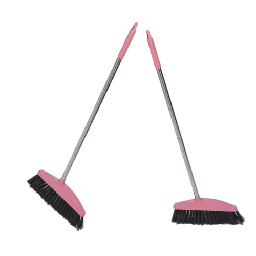 Cabilock 2pcs Stainless Steel Broom Handle Deck Sweeper Broom for Outdoor Cleaning - color: Pink