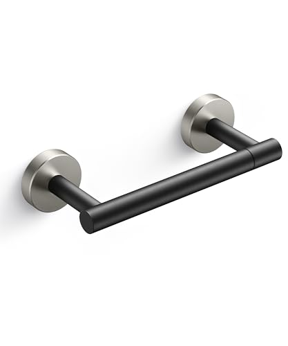 FORIOUS Toilet Paper Holder Wall Mount, Stainless Steel Rustproof Double Post Pivoting Tissue Roll Holder for Bathroom, Commercial Toilet Paper Dispenser, Matte Black & Stainless Steel - color: Matte Black & Stainless Steel, size: Classic 1 Pack