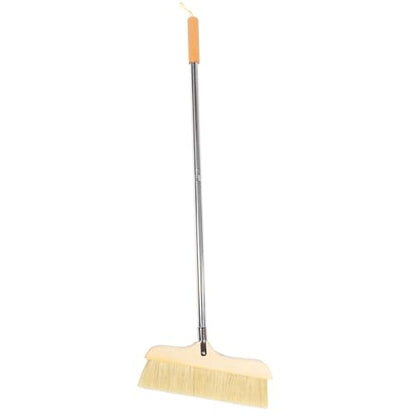 Anti-Static Broom Soft Bristle Brush Sweeping Brooms for Kitchen Bedroom Bathroom Wooden Handle - color: Khaki