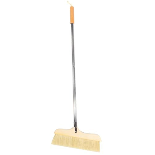 Anti-Static Broom Soft Bristle Brush Sweeping Brooms for Kitchen Bedroom Bathroom Wooden Handle - color: Khaki