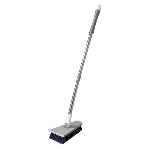 Tub Tile Scrubber Brush 2 in 1 Cleaning Brush 33.46 Inch, Adjustable Telescopic Pole Stiff Bristles Scouring Pads for Cleaning Bathroom Kitchen Toilet Wall Tub Tile Sink Non Scratch (Gray) - color: Gray
