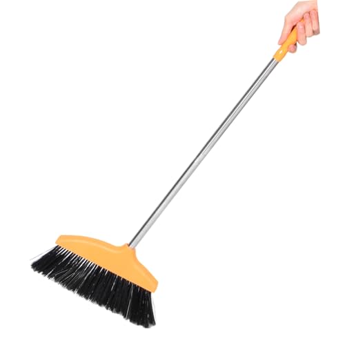 PRETYZOOM Stainless Steel Handle Soft Bristle Broom Dust Pan Wide Angle Floor Sweeper for Home Kitchen