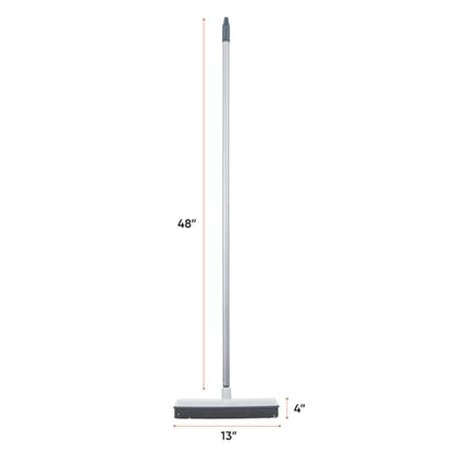 Rubber Bristle Broom for Hardwood Floors, Tiles, Carpets, Wood, and Vinyl, Salon Rubber Squeegee and Rug Rake for Human Hair, Pet Hair, Fur, and Lint, Grey, 2 Pack, by Superio - size: Full Broom (2 Pack)