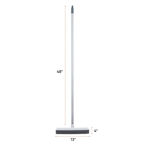Rubber Bristle Broom for Hardwood Floors, Tiles, Carpets, Wood, and Vinyl, Salon Rubber Squeegee and Rug Rake for Human Hair, Pet Hair, Fur, and Lint, Grey, 2 Pack, by Superio - size: Full Broom (2 Pack)