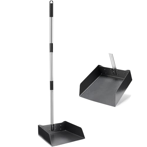 Yangbaga Dust Pans with Long Handle - 39” Heavy Duty Metal Upright Dustpan - Long Handled Stand Up Dustpans - Best Dustpans for Home/Lobby/Shop/Garage/Yard - size: 39 inches