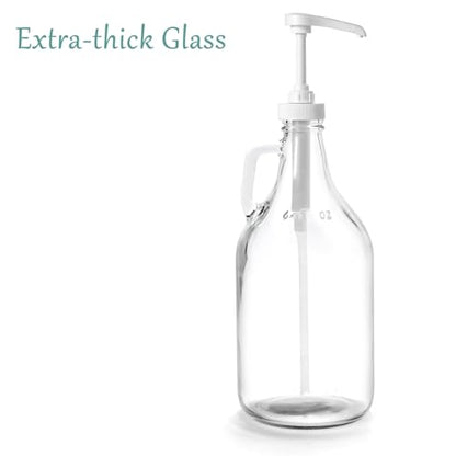Glass Laundry Detergent Dispenser with Pump, 64OZ Liquid Laundry Soap Dispenser, Fabric Softener Dispenser Bottle for Laundry Room Organization and Storage, 1 Pack - color: 1p