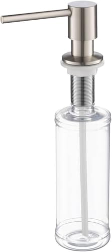 KIBI Kitchen Sink Soap Dispenser | 8.5 oz Countertop Refillable Bottle | Easy Top Refill Pump | Durable Brass Build with Rust-Resistant Finish | Perfect for Kitchen, Bar, Laundry (Brushed Nickel) - color: Brushed Nickel