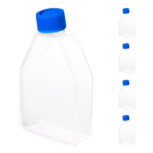 Cell Culture Flasks, Sterile Plastic Tissue Culture Bottle with Filter Cap, 75cm² Culture Area, TC Treated, 25ml Working Volume, 250ml Total Volume, Pack of 5 - size: Filter Cap-75cm² Culture Area