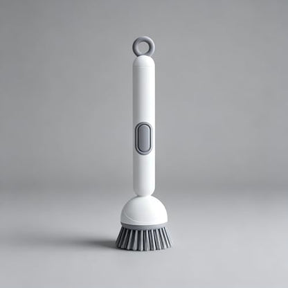 Adjustable & Rotatable Dish Brush with Press-Type Detergent Dispenser, 6 Angles & Scratch-Free Bristles, Wall Mounted Kitchen Scrub Brush for Pots, Pans, Dishes, Utensils, Sinks, Stoves & Cookware