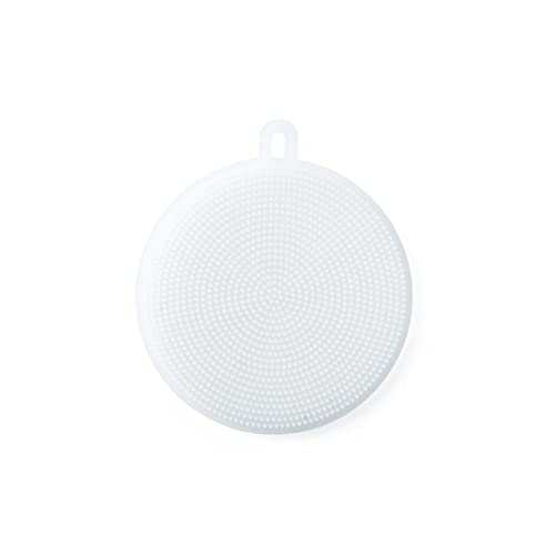 Non-Scratch Silicone Sponges Cleaning Brush Round Shape Kitchen Scrubber Sponges for Vegetable Fruits Pot Pan Dish Bowl(White) - color: Grey,white