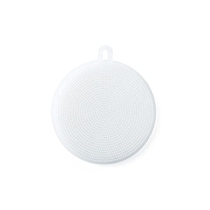 Non-Scratch Silicone Sponges Cleaning Brush Round Shape Kitchen Scrubber Sponges for Vegetable Fruits Pot Pan Dish Bowl(White) - color: Grey,white