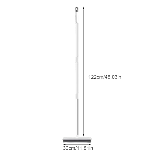 Pet Hair Rubber Broom 2-in-1 Long Handle with Squeegee Lightweight Fur Remover Brush Ergonomic Grip Multi-Surface Cleaning Brush Suitable for Daily Cleaning Work A - color: A