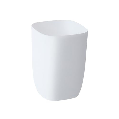 Bathroom Trash Can, Small Garbage Can for Bedroom, Living Room, Kitchen, Slim Cute Plastic Waste Basket for Office, 7L, Matt White - color: White