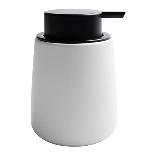 Soap Dispenser Ceramic with Easy-to-Press Pump Hand Lotion Liquid Dispenser for Shampoo Bathroom Kitchen 12 oz Blackwhite - color: Liquid-blackwhite
