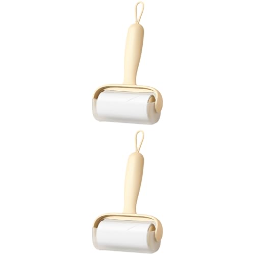 2 Pcs Hair Remover Roller, Creamy White Lint Rollers for Clothes, 60 Tears Refill, Gentle on Fabrics, Extra Sticky, with Upgraded Hot Melt Adhesive and Semi-Transparent Dust Cover