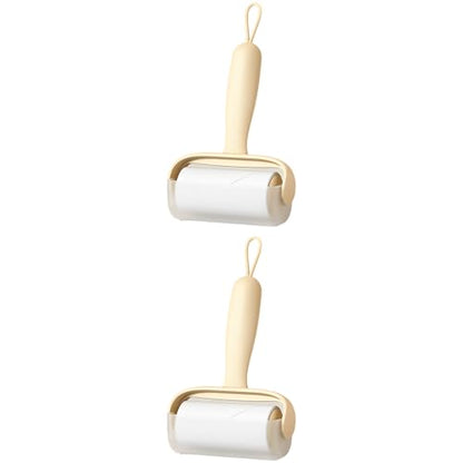 2 Pcs Hair Remover Roller, Creamy White Lint Rollers for Clothes, 60 Tears Refill, Gentle on Fabrics, Extra Sticky, with Upgraded Hot Melt Adhesive and Semi-Transparent Dust Cover