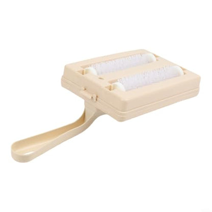 Handheld Roller Brush Sweeper for Carpet Sofa Bed Crumb & Dust Removal, Double Brush Cleaning Tool, Square PP Construction, Easy Crumb Collection & Disposal, Compact 10.5x26cm, Purple(Beige) - color: Beige