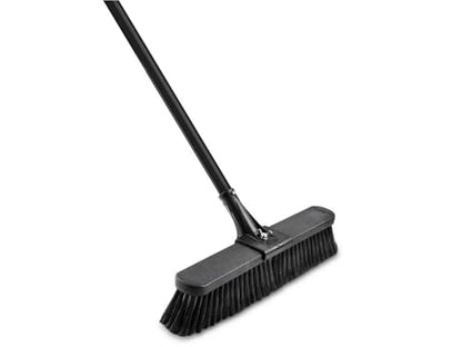 18" High Power Push Broom, Heavy-Duty Multi-Surface Rough Sweep Broom with Clamp & Bolt Handle, Recycled PET Bristles for Garage & Driveway