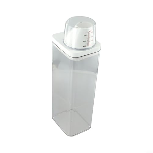 Laundry Detergent Dispenser with Airtight Lid and Measuring Cup, Transparent AS Body, Silicone Seal Moisture-Proof Storage Container for Home Organization(1100ml) - size: 1100ml