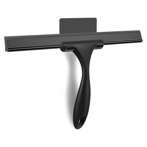 SetSail Squeegee for Shower Glass Door All-Purpose Shower Squeegee for Glass Doors Black Window Squeegee with Hook for Car Window Cleaning 12 Inch, Black - color: All-black, size: 12 inches