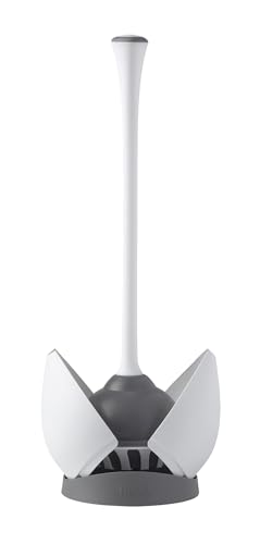 Clorox Toilet Plunger with Hideaway Caddy, Set of 2 – for Bathroom Organization and Storage, Bathroom Accessories, Toilet Unclogger, with Holder, White - size: 2-Pack
