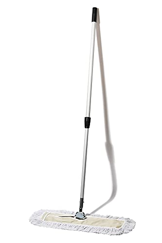 24 in. Floor Sweeper, Dust Mop for Hardwood, Reusable Cotton Mop Head, Extendable Handle, Dry Mop for Floor Cleaning & Janitorial Supplies - size: 24x5 Inch (Pack of 1)