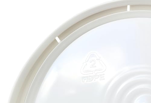 2 Gallon Bucket with Lid & Handle Food Safe BPA Free PolyEthylene Plastic HDPE Leak Proof Seal Heavy Duty Storage Container Pail 75mil Metal Handle Premium Quality Buckets FDA Compliance (White) - color: White
