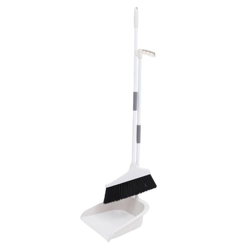 1Set Soft Bristle Broom Set with Long Handle Dustpan Cleaning Tool for Home Garage and Outdoor Use Versatile Floor Cleaning Supplies Grey