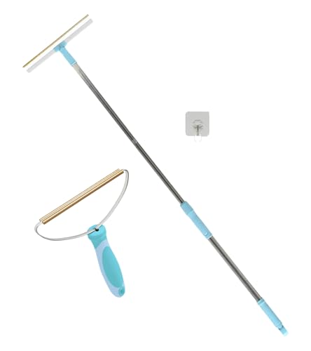 Carpet Rake for Pet Hair Removal, 55" Long Handle Carpet Pet Hair Removal Carpet Scraper Dog Cat Hair Remover for Sofa Couch Car Rug 2-Pcs Set Pet Hair Carpet Rake (Blue) - color: 2-Pack-Blue