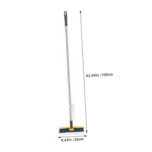 Ipetboom Multifunctional Long Handle Floor Scrub Brush Green Heavy Duty Cleaning Tool for Bathroom and Indoor Use Stiff Bristles for Effective Scrubbing and Squeegee Action