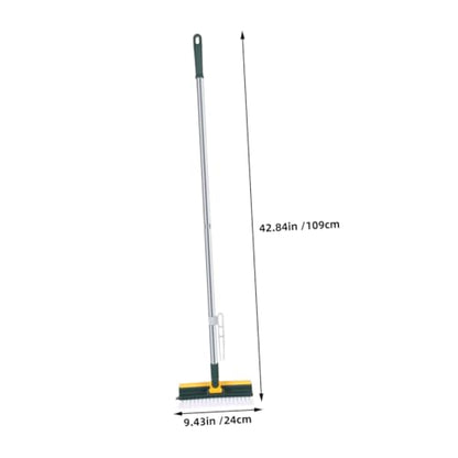 Ipetboom Multifunctional Long Handle Floor Scrub Brush Green Heavy Duty Cleaning Tool for Bathroom and Indoor Use Stiff Bristles for Effective Scrubbing and Squeegee Action