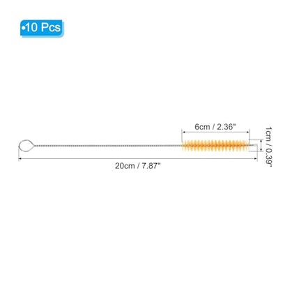 PATIKIL 8"x3/8" Long Straw Brush, 10 Pcs Drinking Straw Cleaning Brush Nylon Pipe Tube Cleaner Brush for Cleaning Straws Pot Spout, Yellow - color: Yellow, size: 8"x3/8"