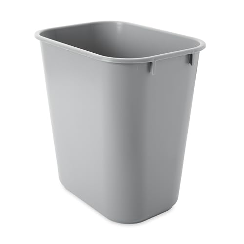 Rubbermaid Commercial Products Deskside Wastebasket/Trash Can, 3.25-Gallon/13-Quart, Gray, Plastic, for Bedroom/Bathroom/Office, Fits Under Desk/Sink/Cabinet - color: Gray, size: 3.25 Gallons