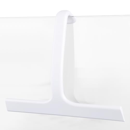 wlich Squeegee for Shower Glass, 10" Shower Squeegee for Glass Doors, White | One-piece no-drill design, flexible silicone squeegee for window cleaning, streak-free cleaning bathroom, easy installation - color: White