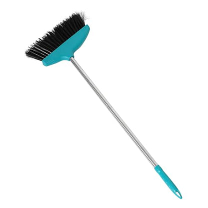 Veemoon Soft Bristle Floor Clean Broom with Long Metal Handle, Wide Angle Indoor Dust Sweeping Broom for Home Kitchen Office Patio, Green