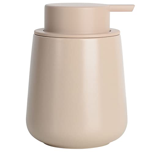BosilunLife Hand Soap Dispenser - Ceramic Dish Soap Dispenser for Bathroom 12ounce Refillable Liquid Hand Wash Dispenser for Essential Oil, Lotion Soap, Khaki - color: Khaki