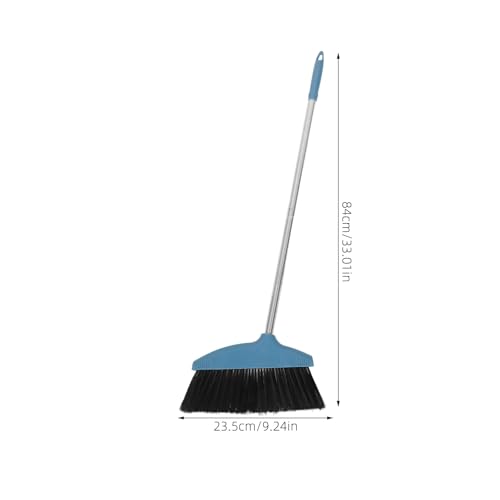 Amosfun Soft Bristle Broom with Long Metal Handle, Hair-Resistant Floor Sweeping Brush for Household Cleaning, Blue Lightweight Indoor and Outdoor Broom for Pet Hair and Dust Removal