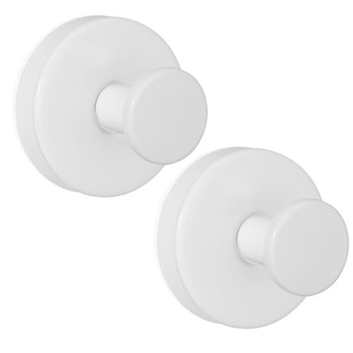 ZESLMG Suction Cup Hooks for Shower, White Wreath Hangers for Front Door Glass Window Bathroom Kitchen Wall, Removable Towel Holder Bath Robe Loofah Coat Hooks No Damage for Hanging, 2 Pack - color: White