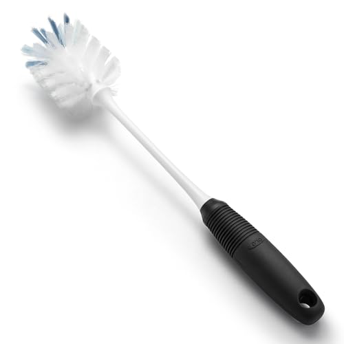 OXO Good Grips Bottle Brush, Dual-Bristle Cleaning for Bottles, Pitchers and Carafes, Flexible Neck Scrub Brush, Safe for Stemware and Delicate Glassware, Dishwasher Safe - style: Bottle Brush