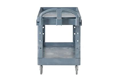 Rubbermaid Commercial Products BRUTE Heavy Duty 2-Shelf Utility/Service Cart, Large, Lipped Shelves, Ergonomic Handle, 750 lbs. Capacity, Black, for Warehouse/Garage/Cleaning/Maintenance/Stadiums - color: Gray, size: Large, style: 2-Shelf