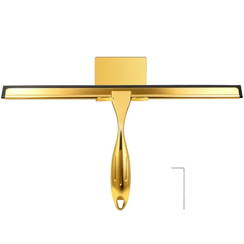 Golden All-14-Inch Purpose Shower Squeegee for Shower Doors, Tile Shower Walls, Bathroom, Window, Glass and Car Windshield, Mirrors and Kitchen-Stainless Steel (14-Inch)